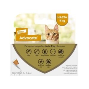 ANTIPARASITARIO INTERNO Y EXTERNO ADVOCATE GATOS HASTA 4 KG