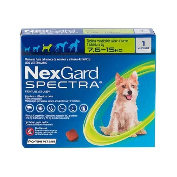 ANTIPARASITARIO NEXGARD SPECTRA 7.6 - 15 KG 1 TABLETA MASTICABLE