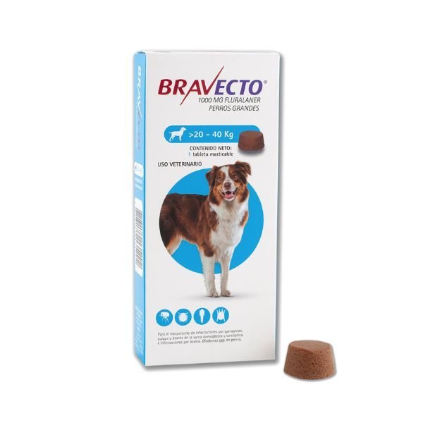 ANTIPULGAS Y GARRAPATAS BRAVECTO 20 - 40 KG