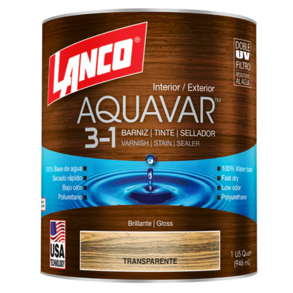 BARNIZ AQUAVAR TRANSPARENTE 1/4GALÓN LANCO