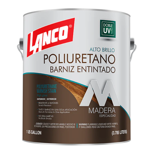 BARNIZ DE PU Y STAIN 2 EN 1 BR 1GALÓN ROBLE LANCO